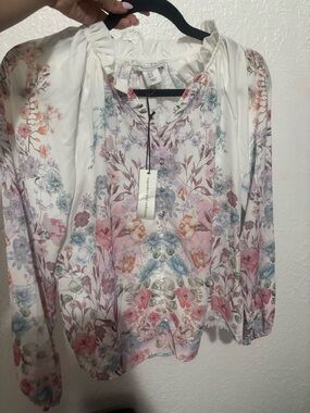 Cupcakes and cashmere Floral Peasant Blouse - Pastel Multi